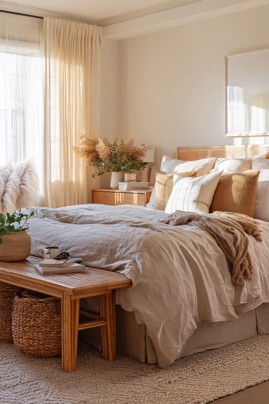 Bamboo Bedroom for Two With Calm Shared Storage
