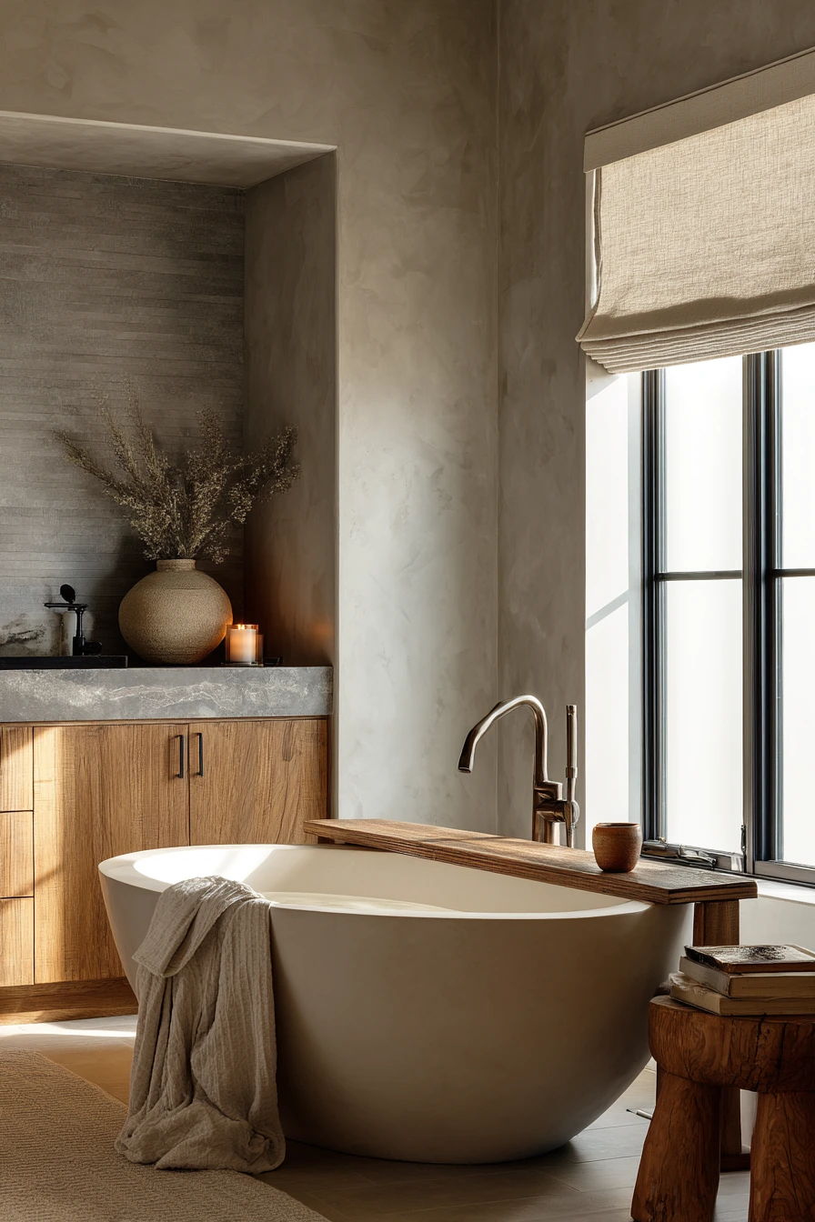 Rustic Spa Bath With Soaking Tub