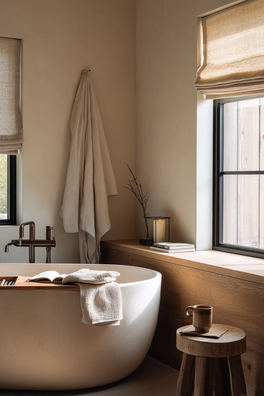 Rustic Spa Bath With Soaking Tub