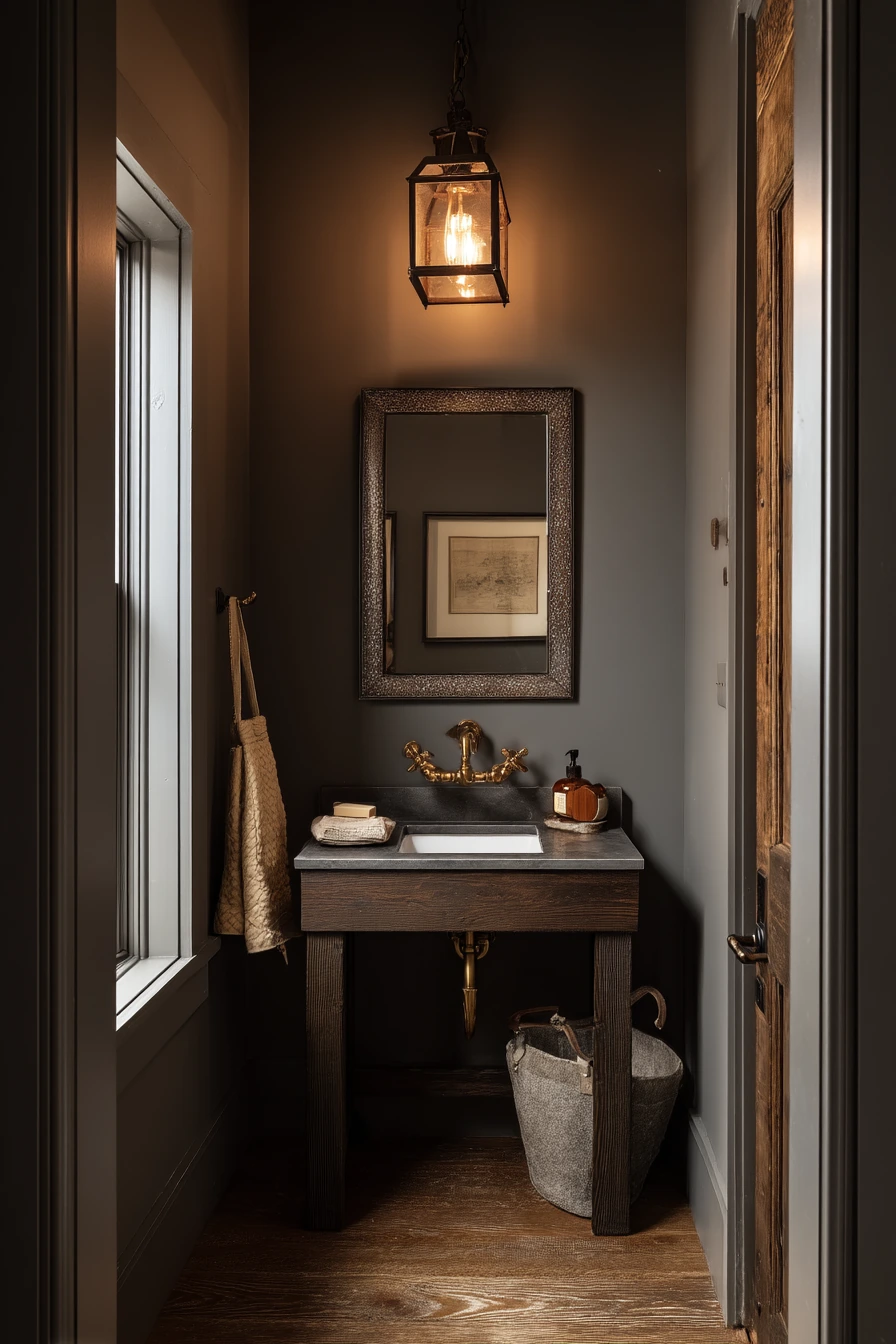 Moody Powder Room Off the Mudroom