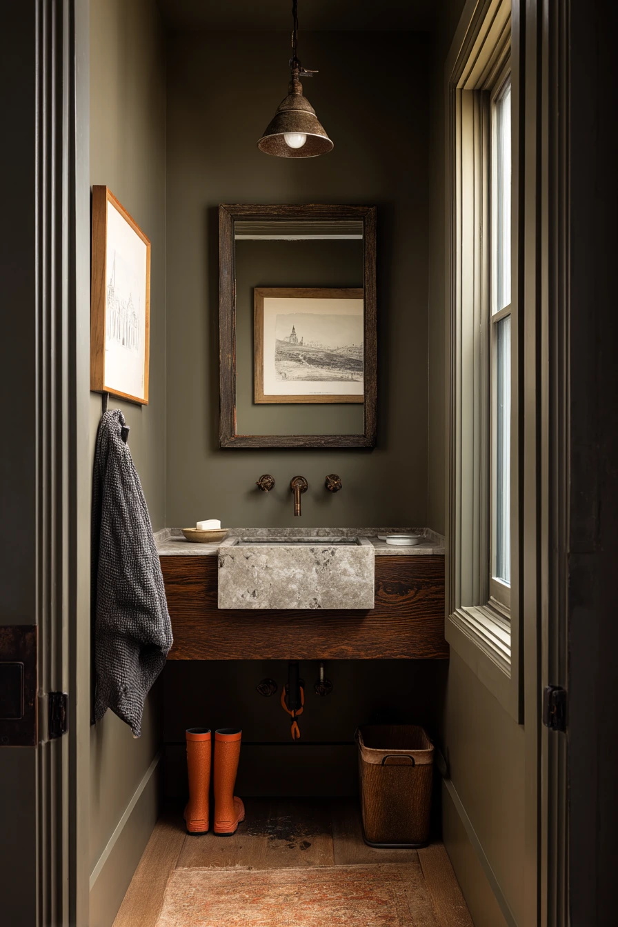 Moody Powder Room Off the Mudroom