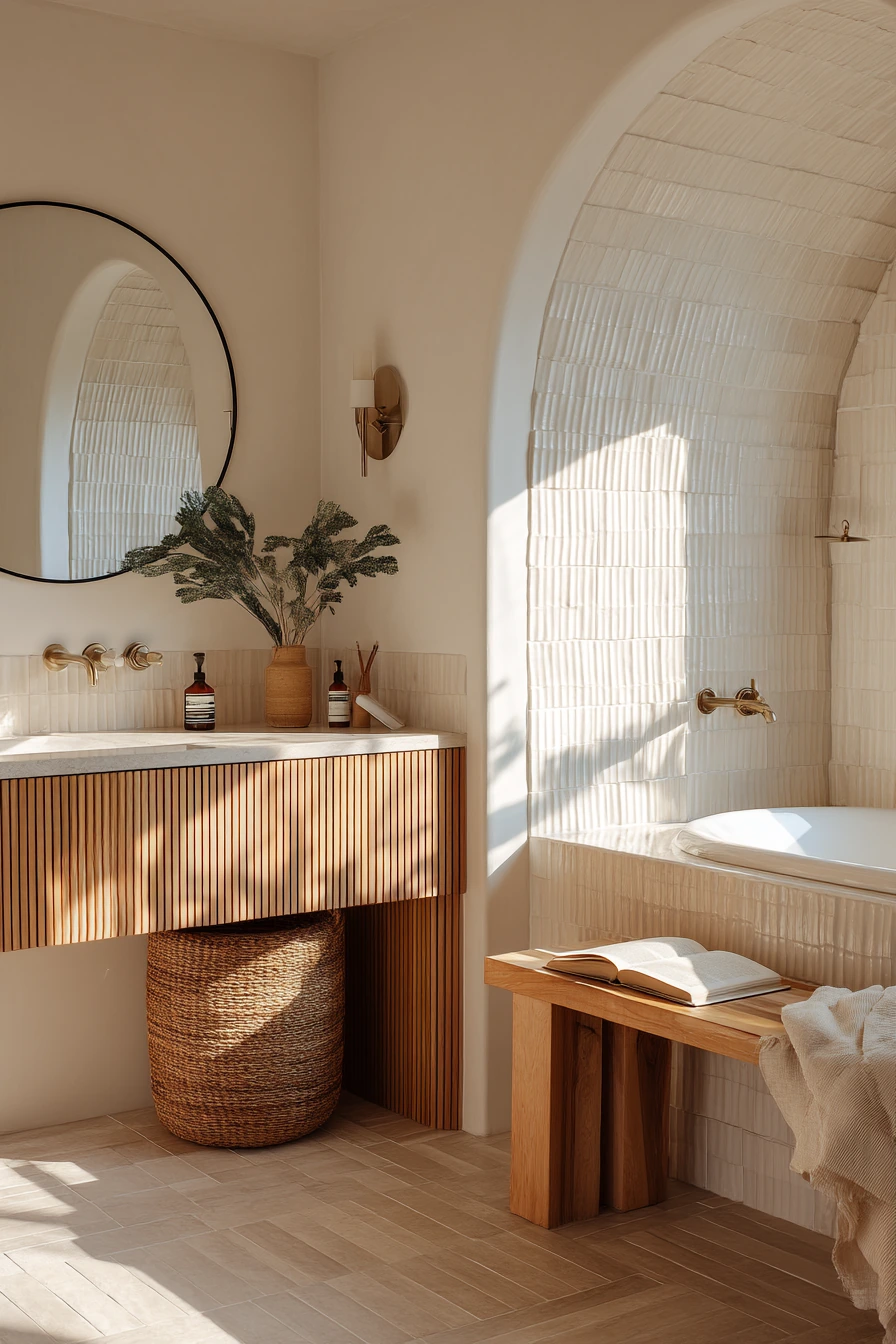 Natural Wood Bath With Desert Light