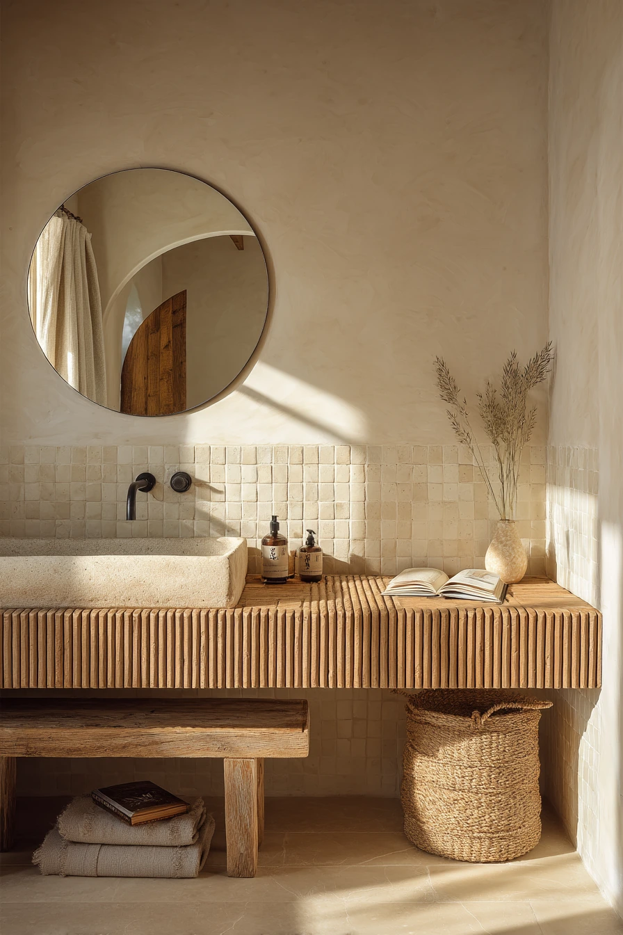 Natural Wood Bath With Desert Light