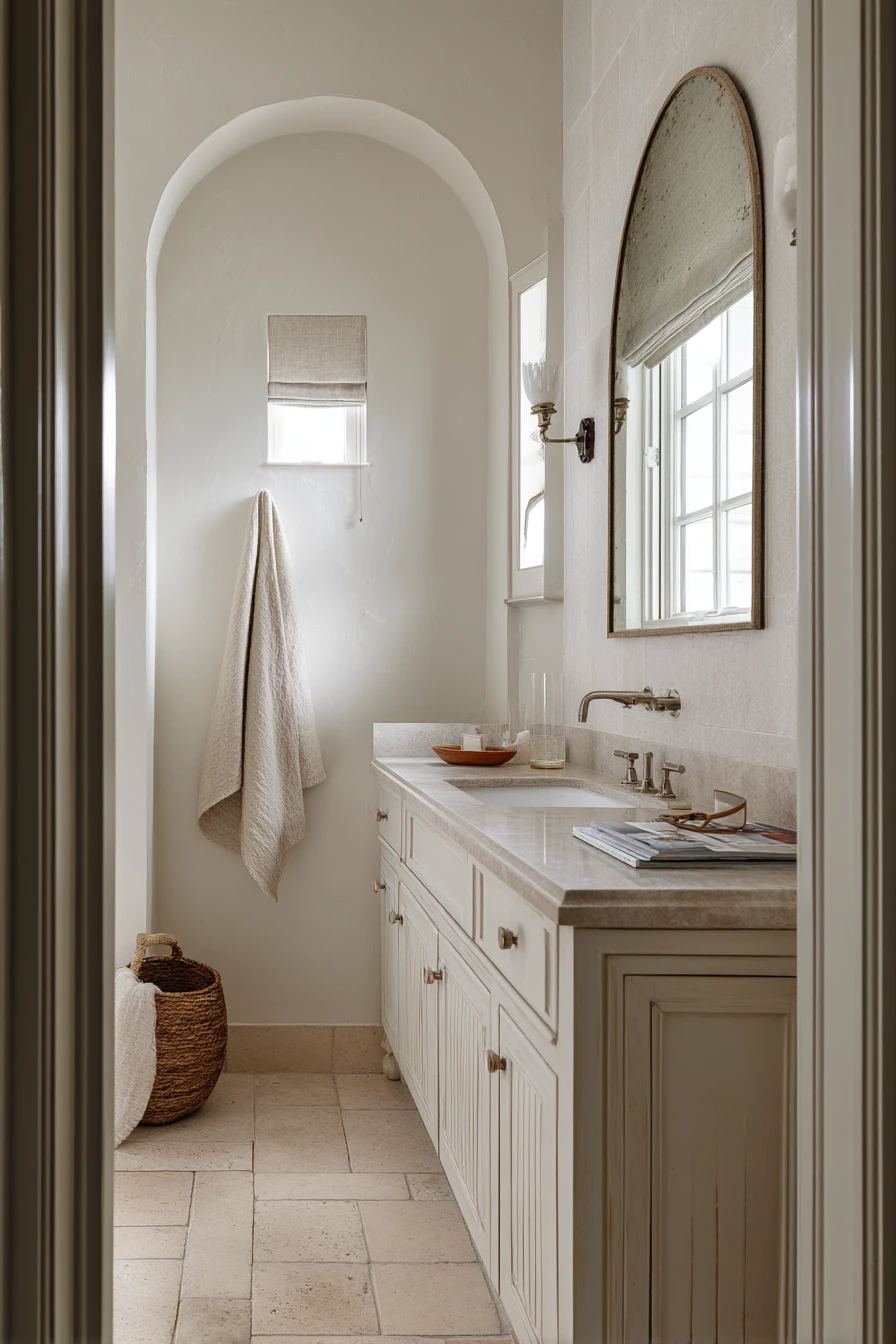 Elegant Hall Bath With Quiet Character