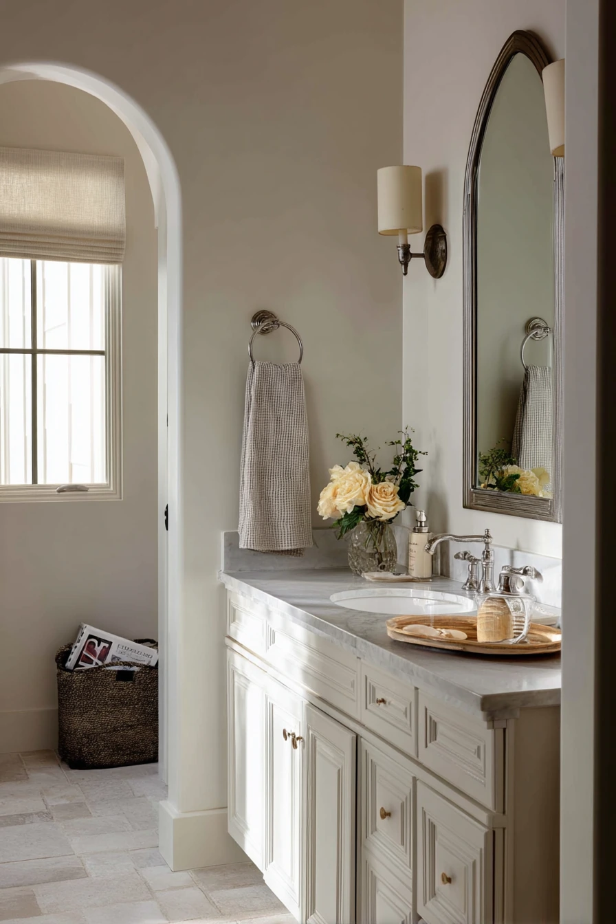Elegant Hall Bath With Quiet Character