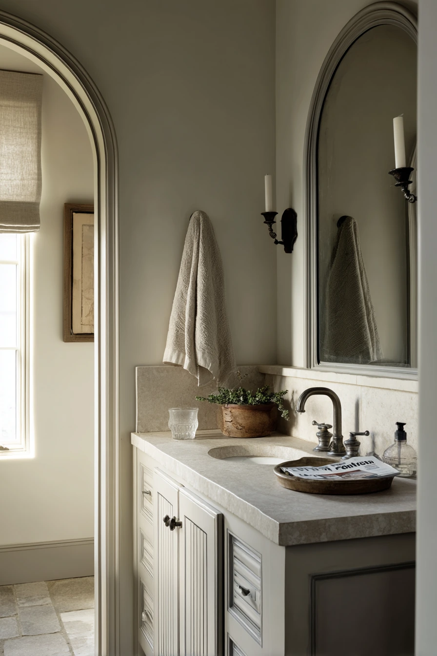 Elegant Hall Bath With Quiet Character