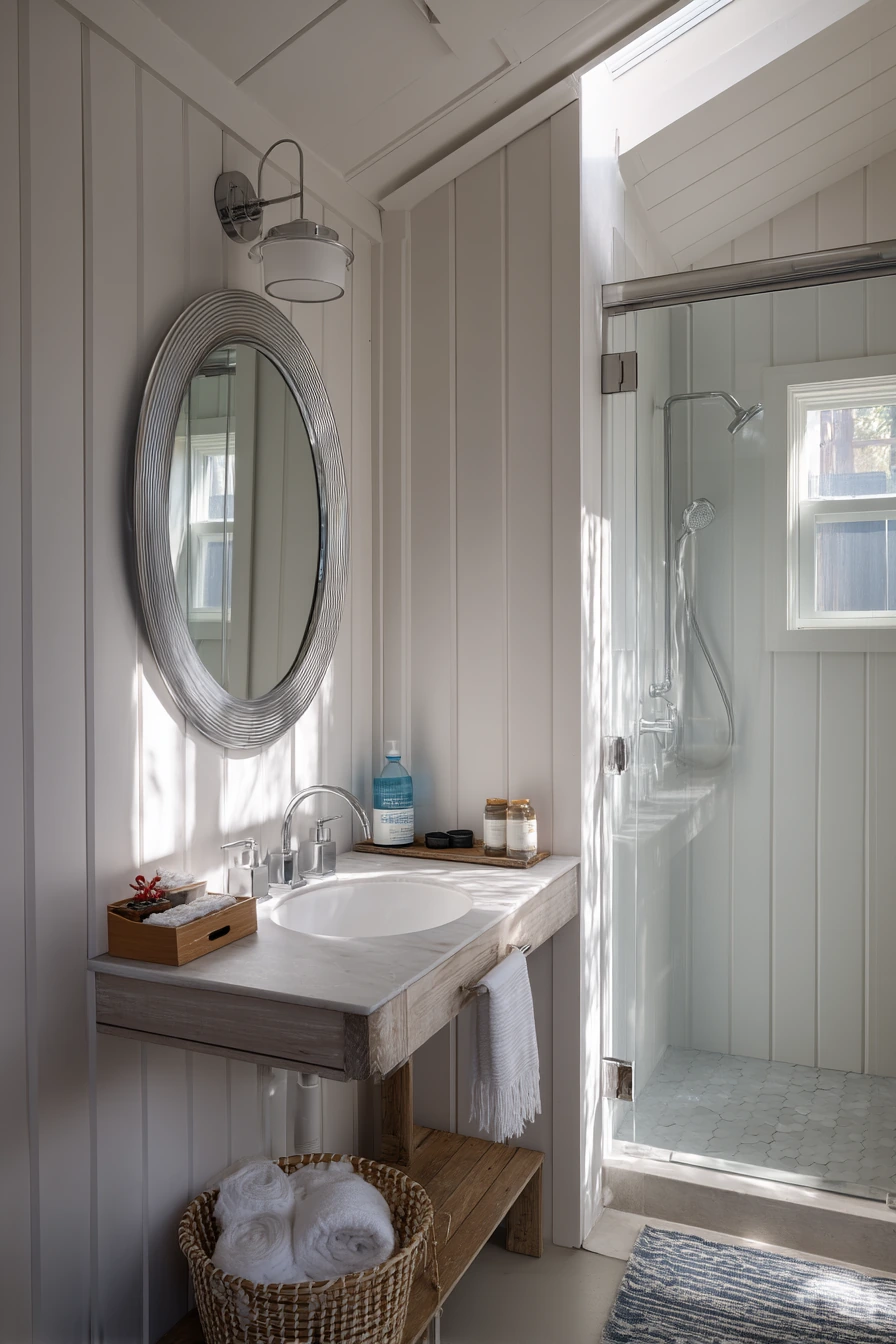 Small-Space Barndominium Guest Bath