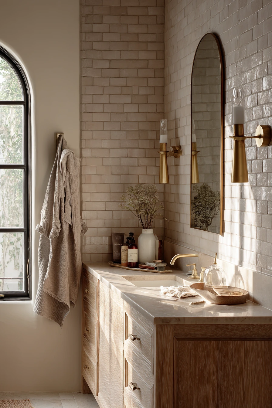 Primary Bath with Basketweave Accent Wall