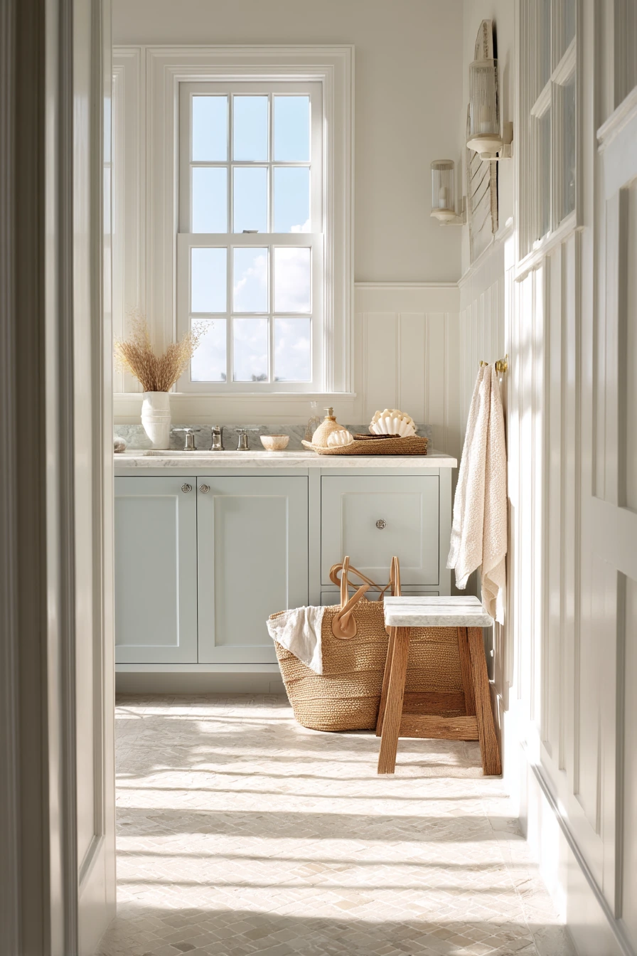 Coastal Guest Bath with Breezy Texture