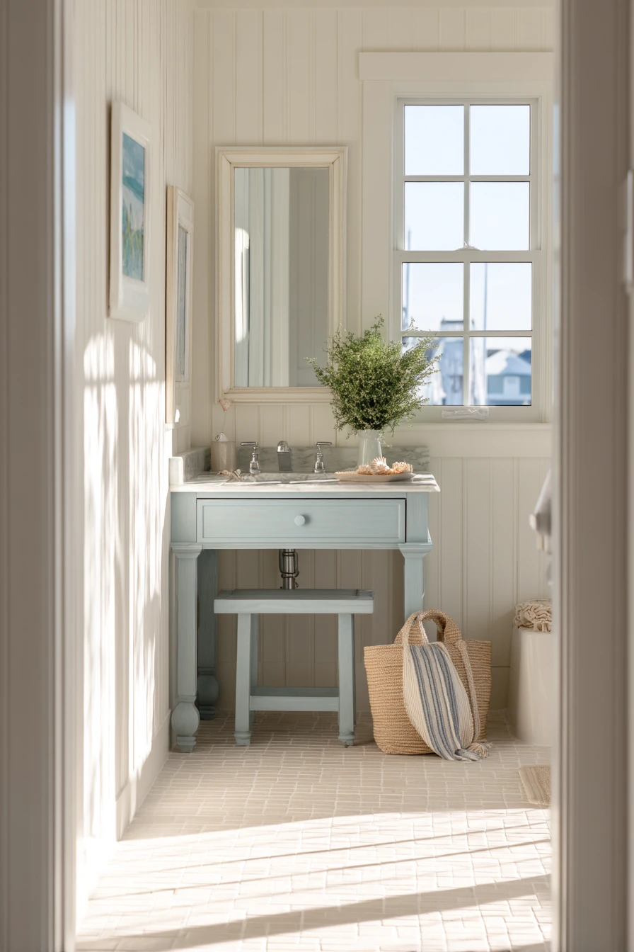 Coastal Guest Bath with Breezy Texture