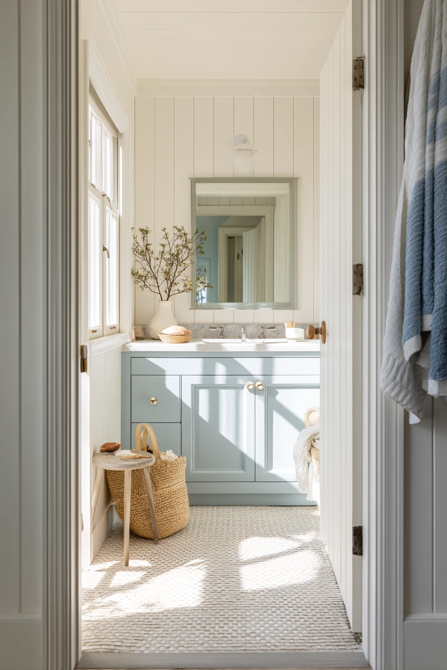 Coastal Guest Bath with Breezy Texture