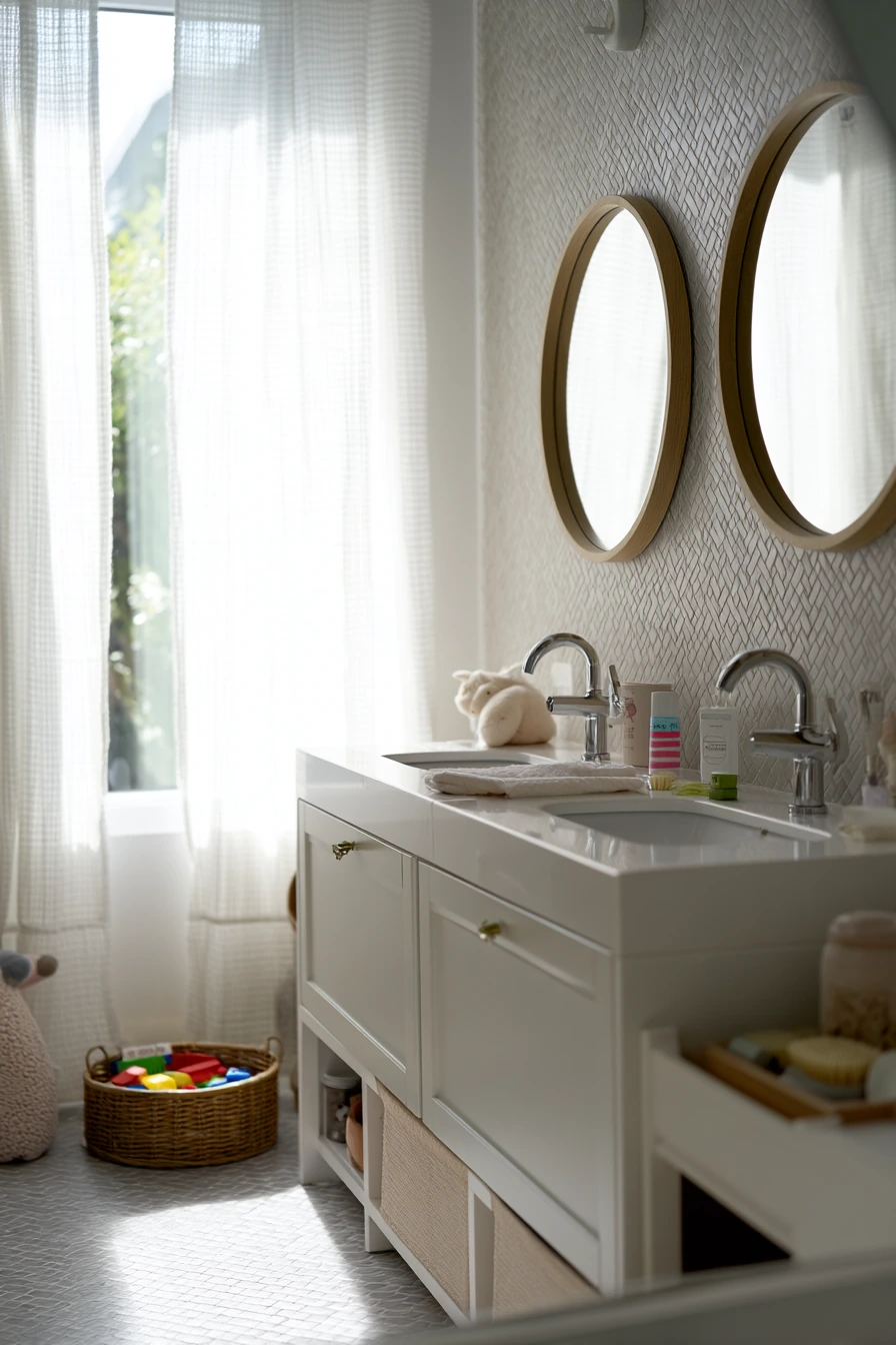 Bathroom with Basketweave and Kids in Mind
