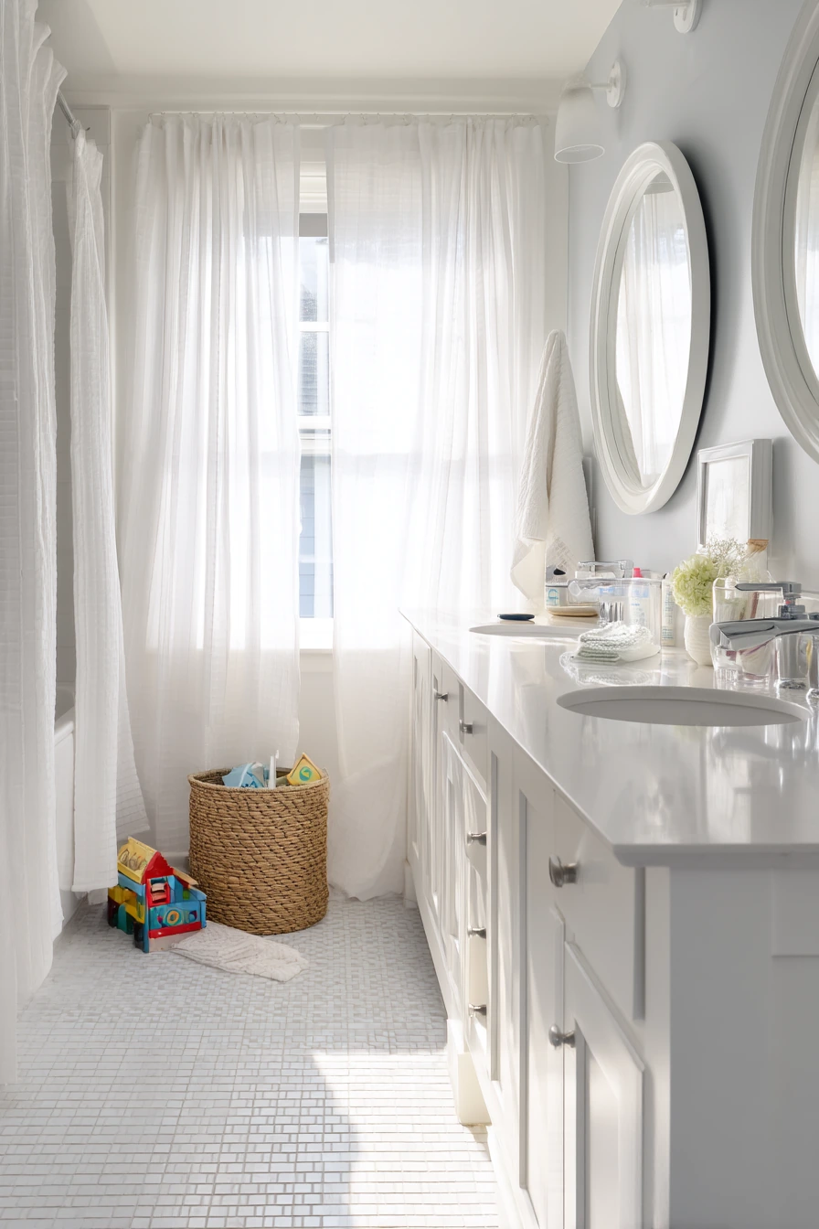 Bathroom with Basketweave and Kids in Mind