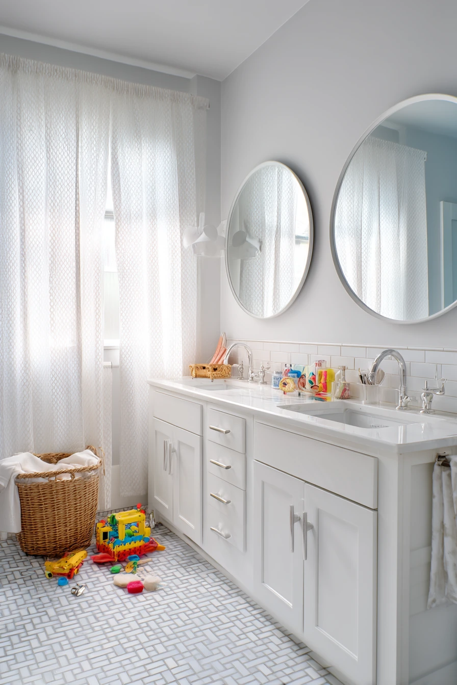Bathroom with Basketweave and Kids in Mind