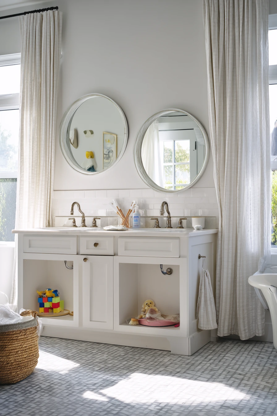 Bathroom with Basketweave and Kids in Mind