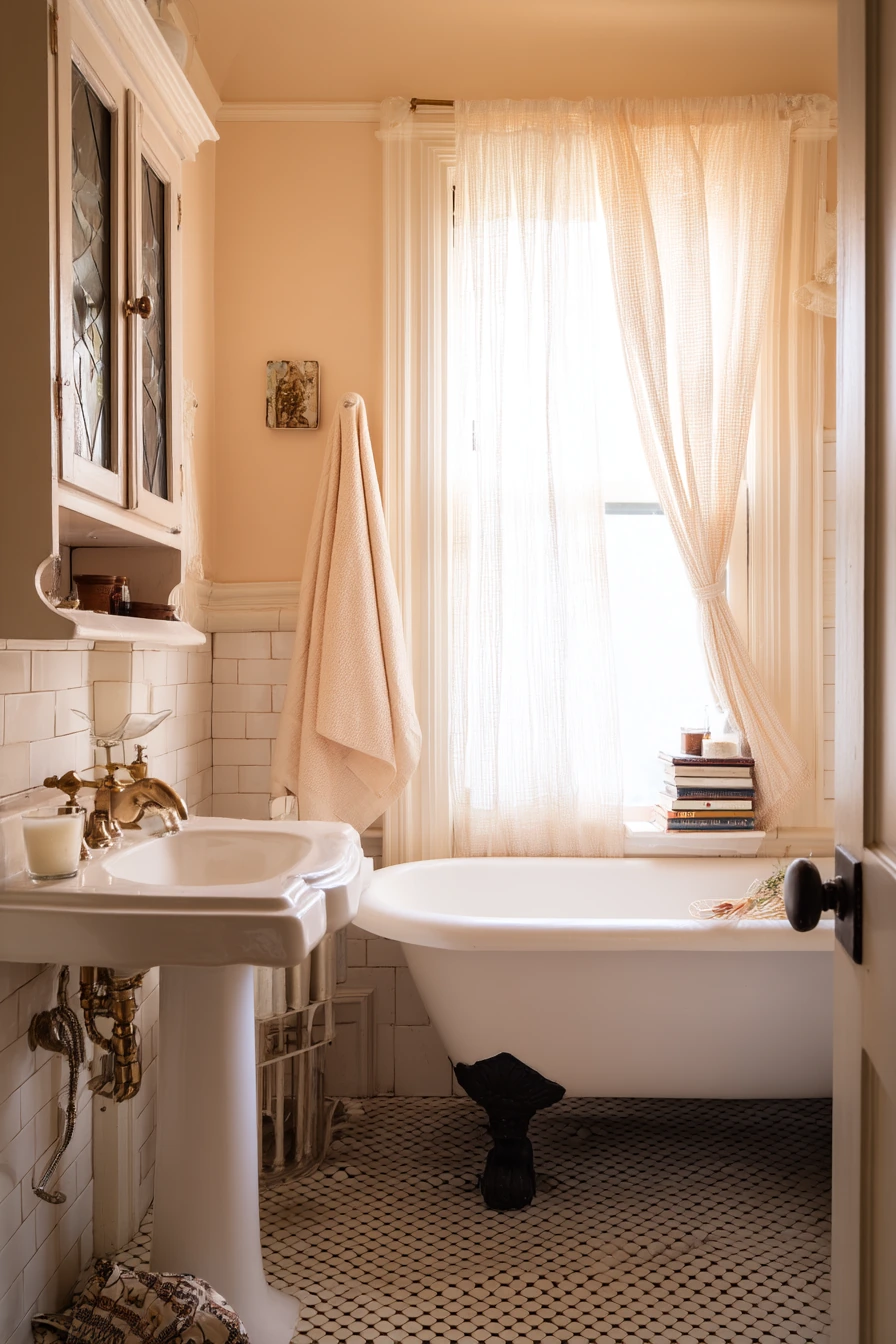 Vintage-Inspired Bath with Basketweave Character