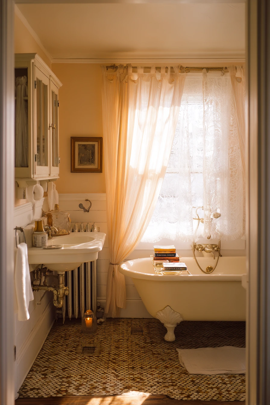 Vintage-Inspired Bath with Basketweave Character