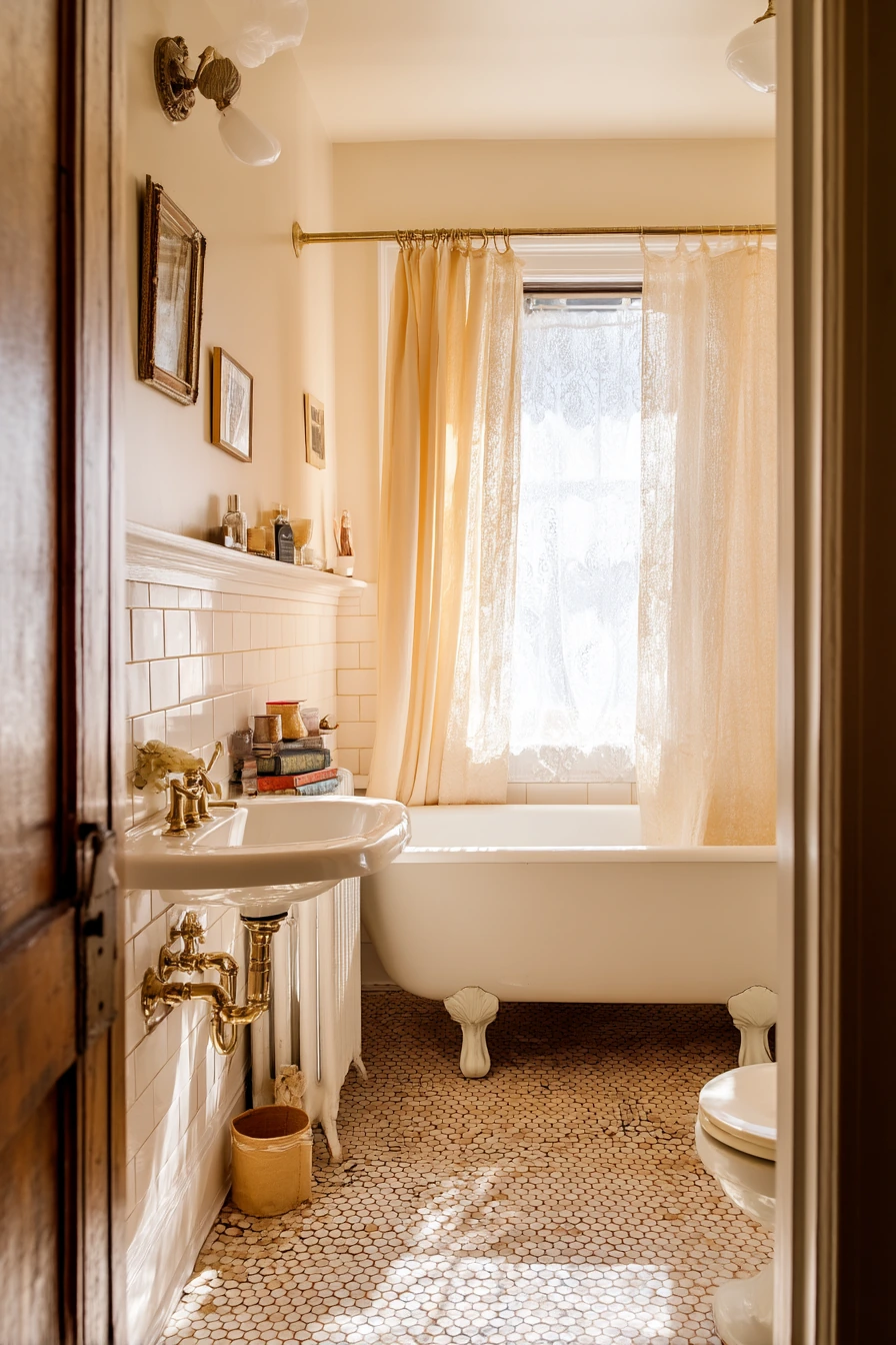 Vintage-Inspired Bath with Basketweave Character