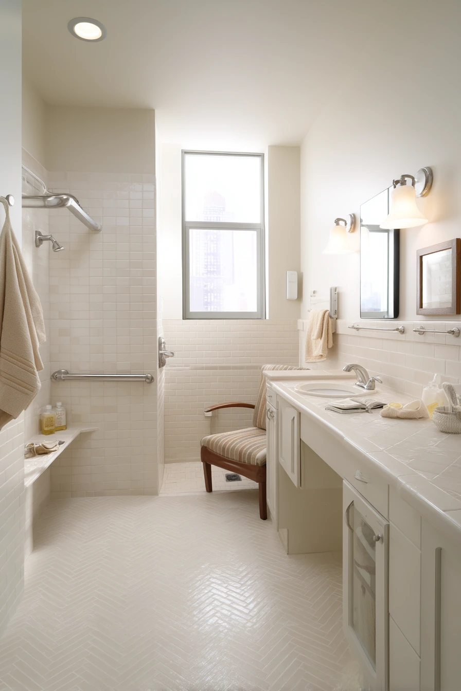 Accessible Bathroom with Basketweave Flooring