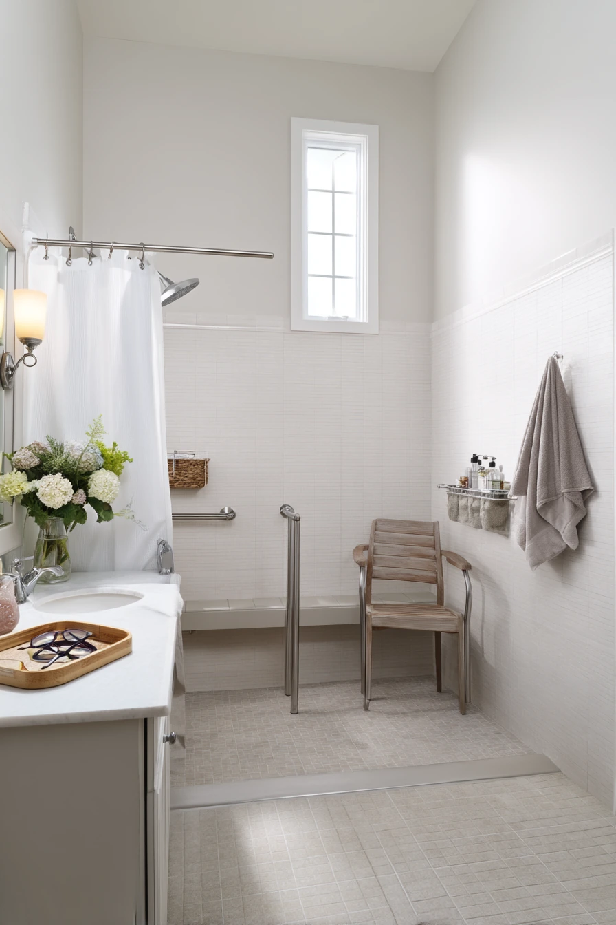 Accessible Bathroom with Basketweave Flooring