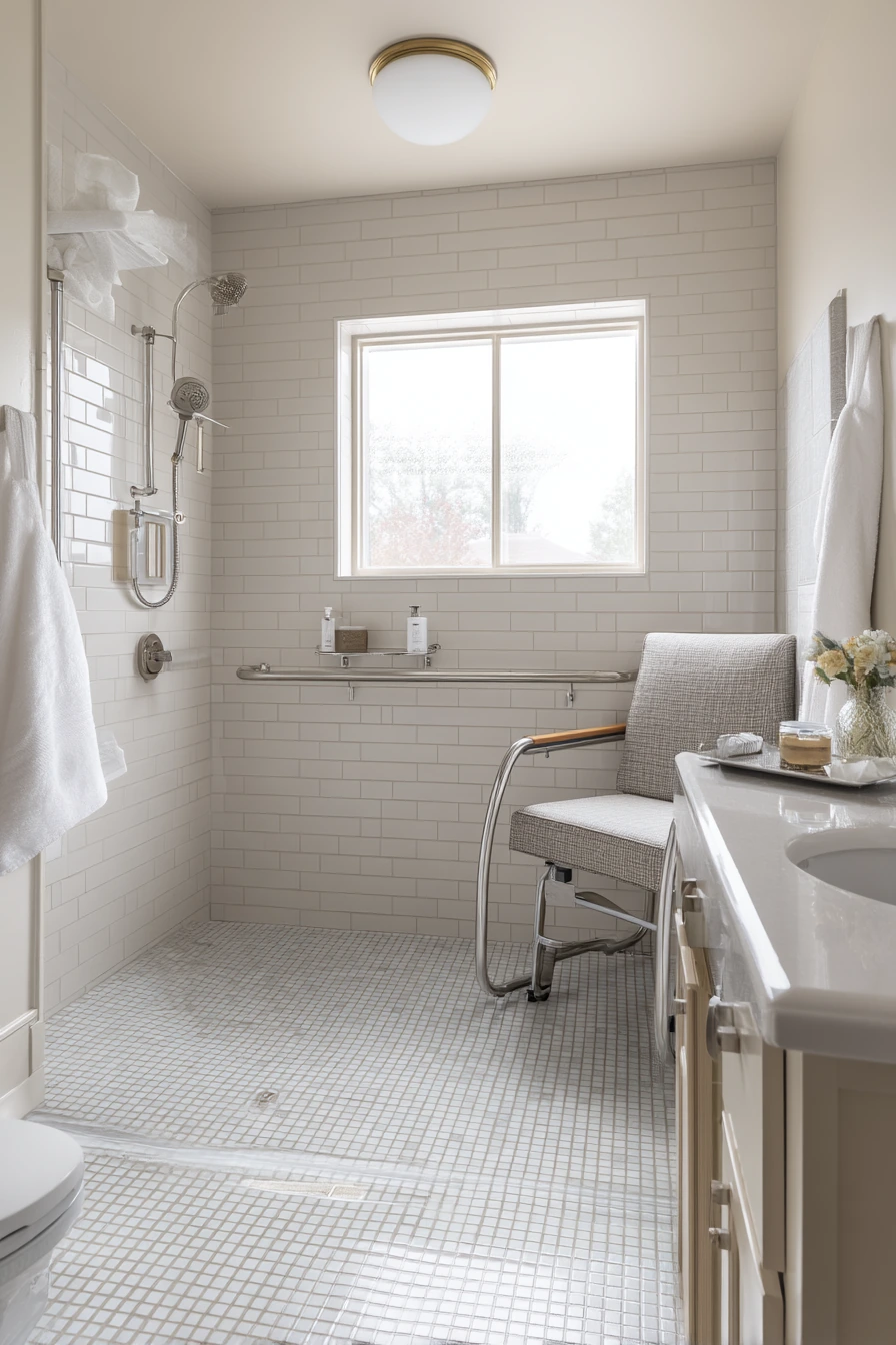 Accessible Bathroom with Basketweave Flooring