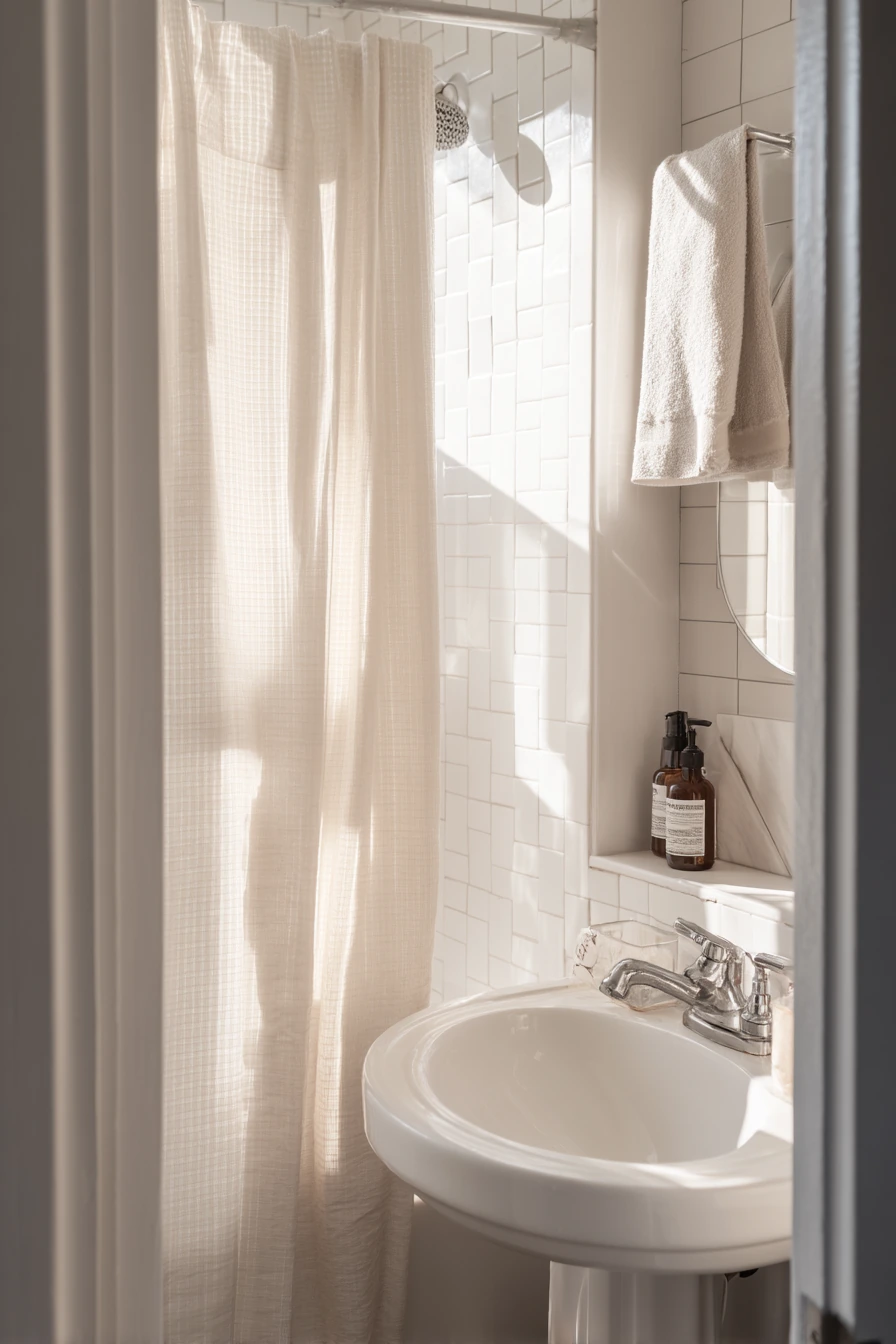 Rental-Friendly Basketweave Shower Nook