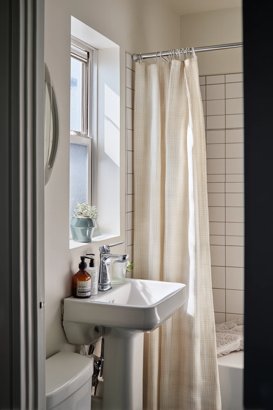 Rental-Friendly Basketweave Shower Nook