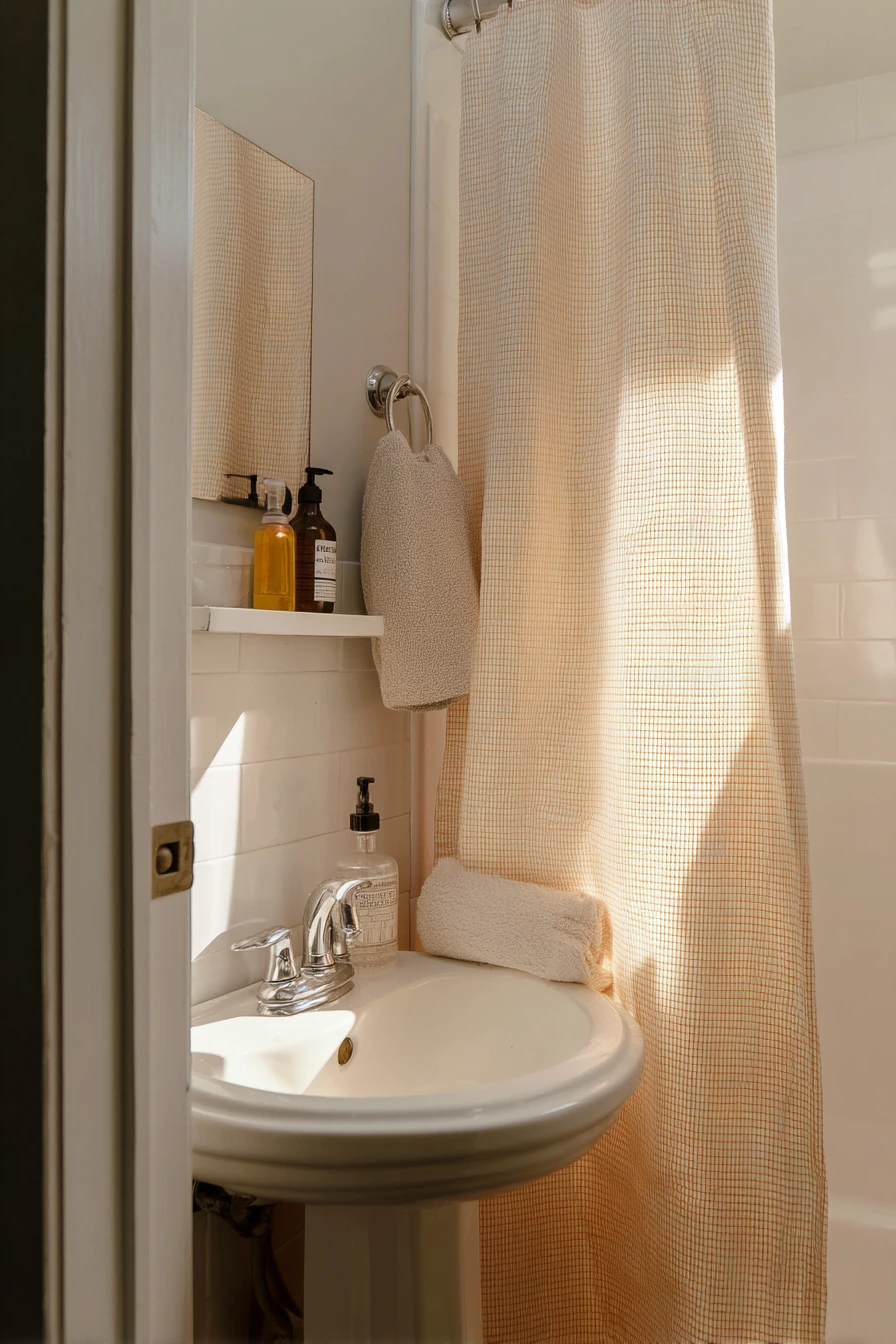 Rental-Friendly Basketweave Shower Nook