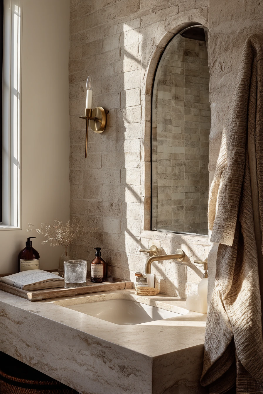 Primary Bath with Basketweave Accent Wall