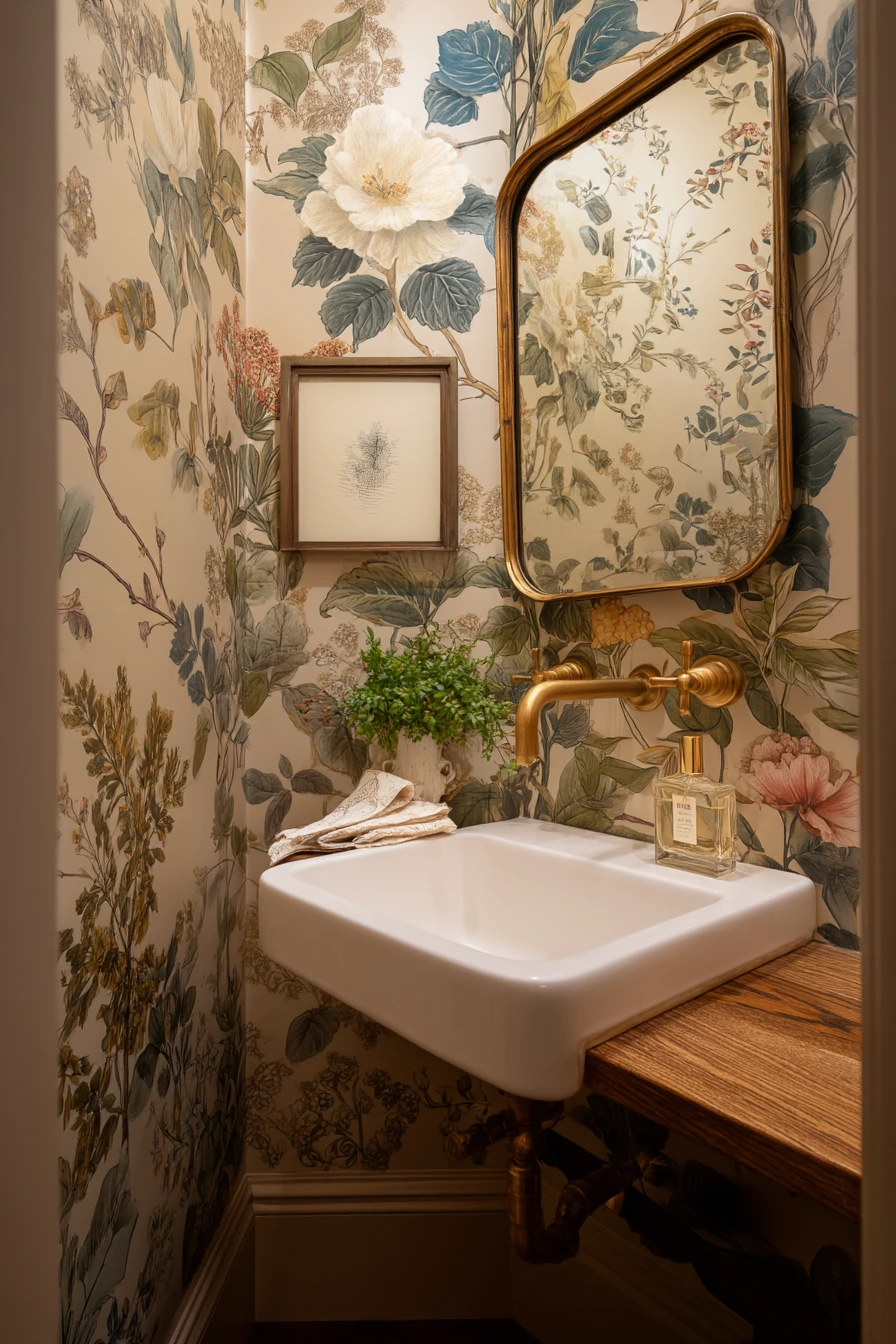 Statement Wallpaper in a Powder Room
