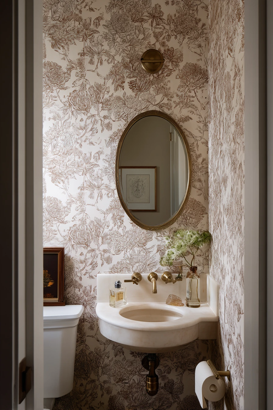 Statement Wallpaper in a Powder Room