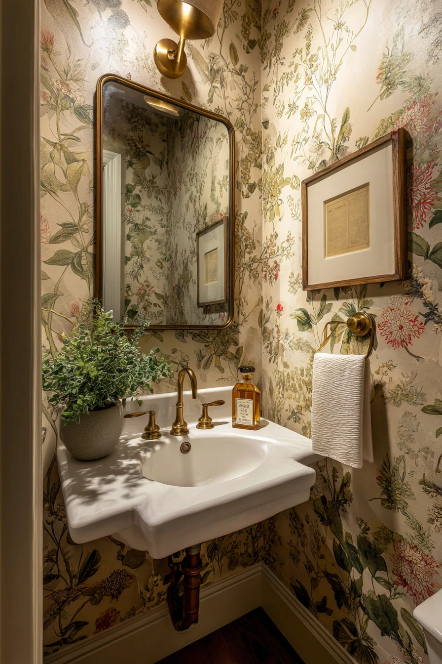 Statement Wallpaper in a Powder Room