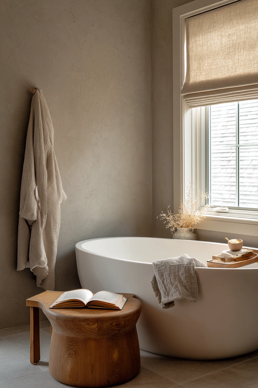 Textured Plaster in a Calm Ensuite