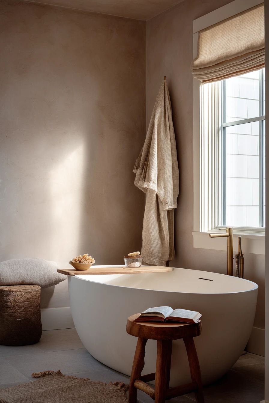 Textured Plaster in a Calm Ensuite