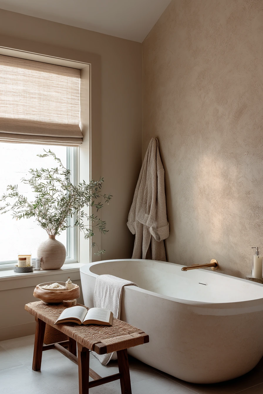 Textured Plaster in a Calm Ensuite