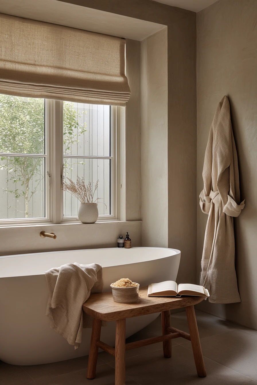 Textured Plaster in a Calm Ensuite