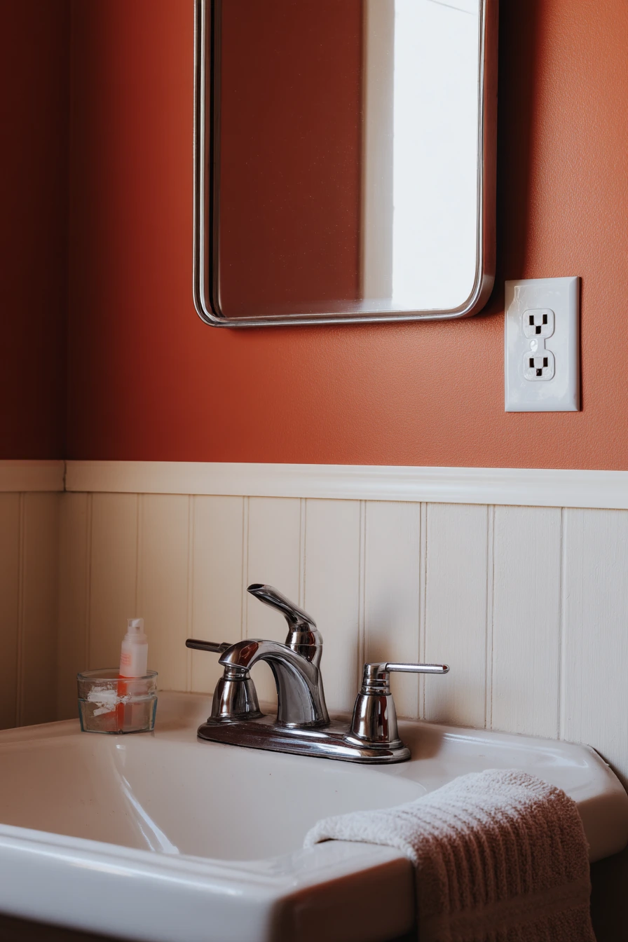 Color-Blocked Paint Behind the Mirror
