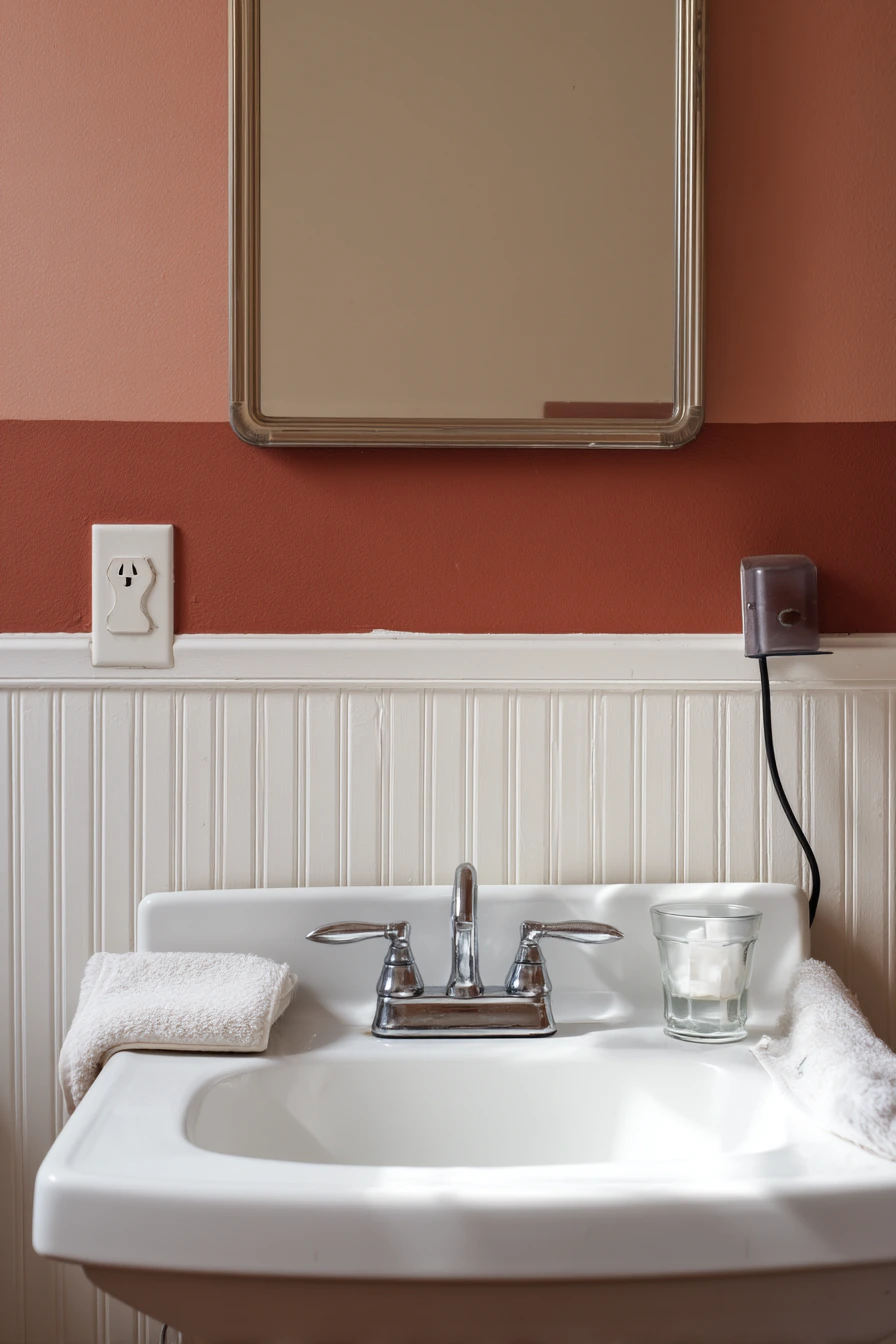 Color-Blocked Paint Behind the Mirror