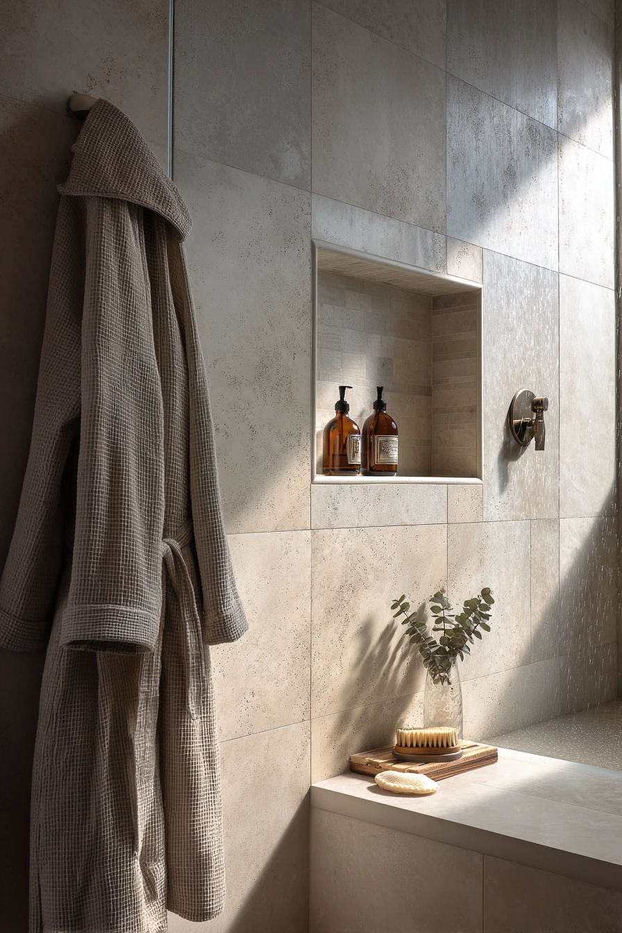 Natural Stone Accent for a Spa Shower Wall