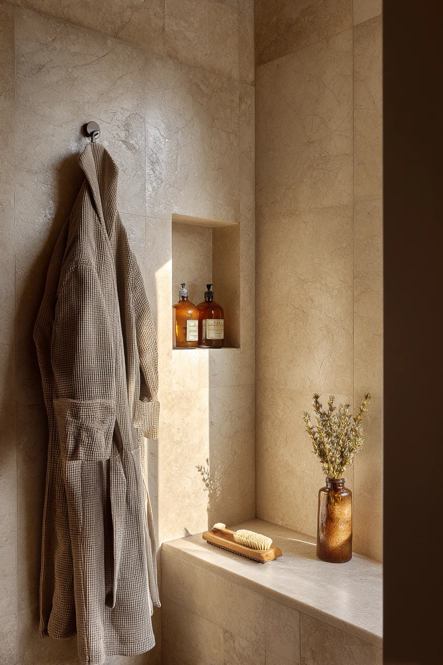Natural Stone Accent for a Spa Shower Wall