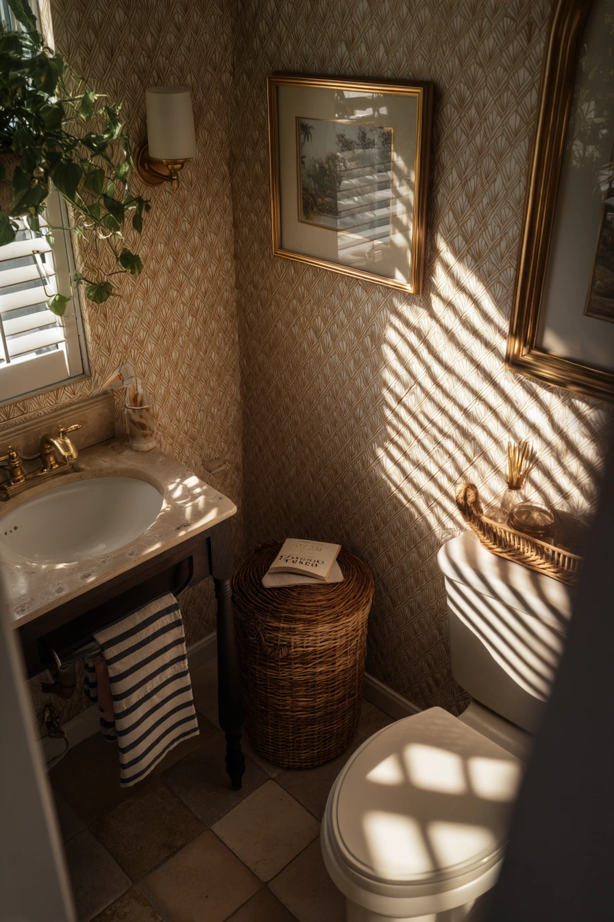 Vintage Tile Pattern in a Cottage Bath