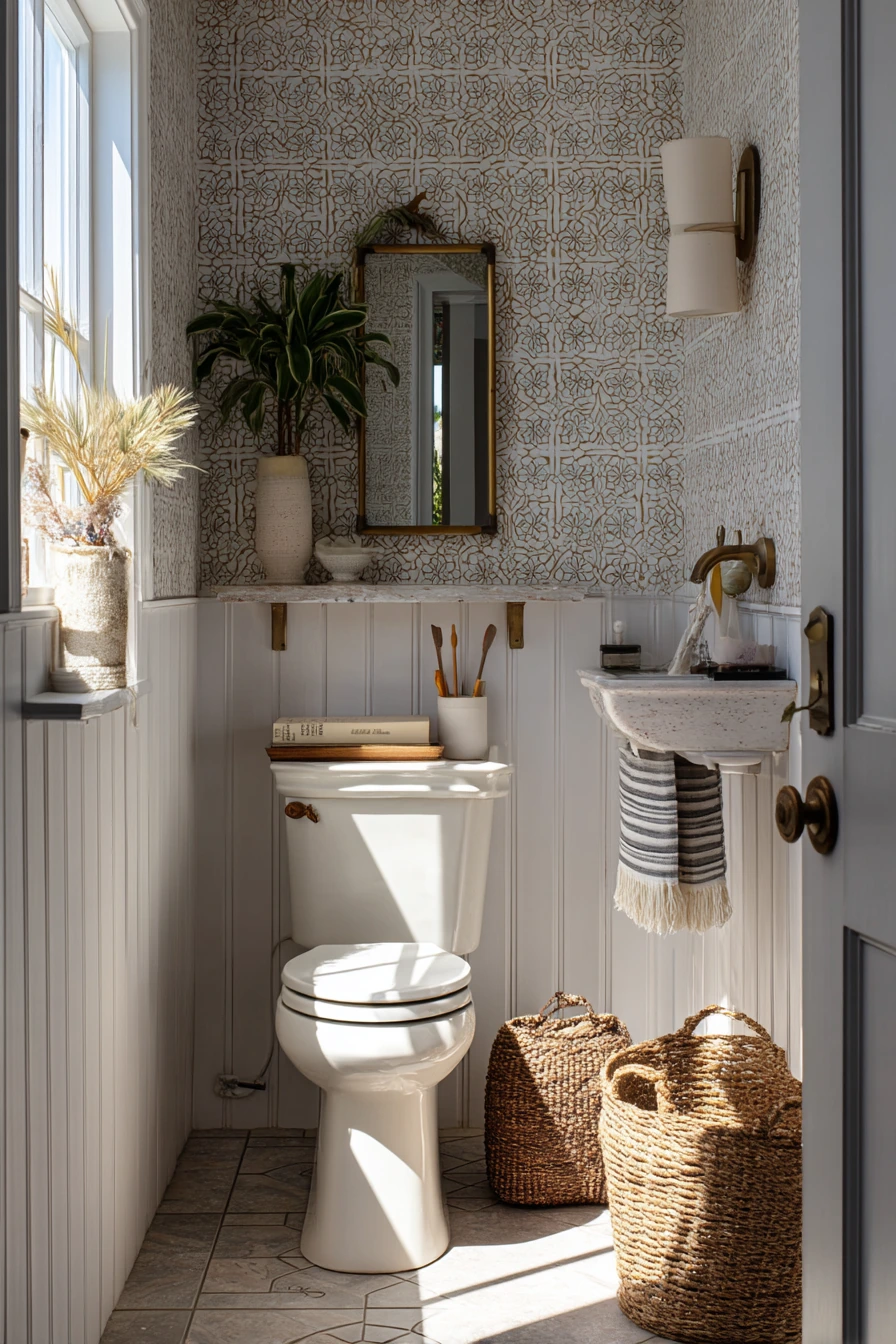 Vintage Tile Pattern in a Cottage Bath