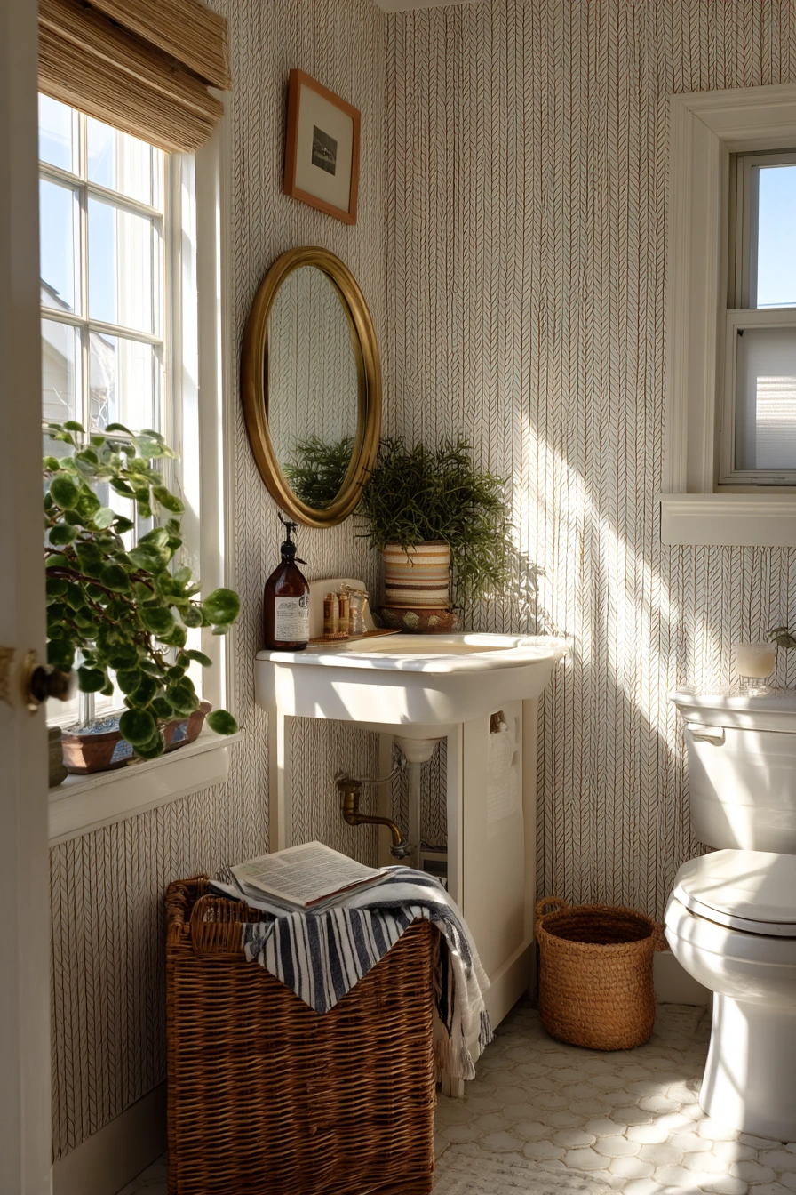 Vintage Tile Pattern in a Cottage Bath