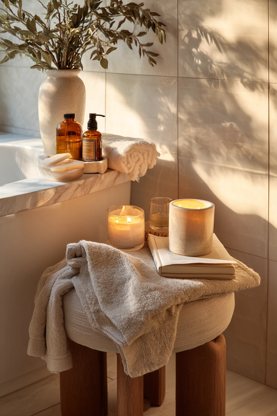Spa Shelf by the Tub