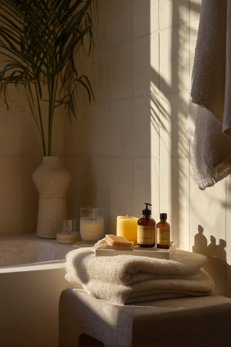 Spa Shelf by the Tub