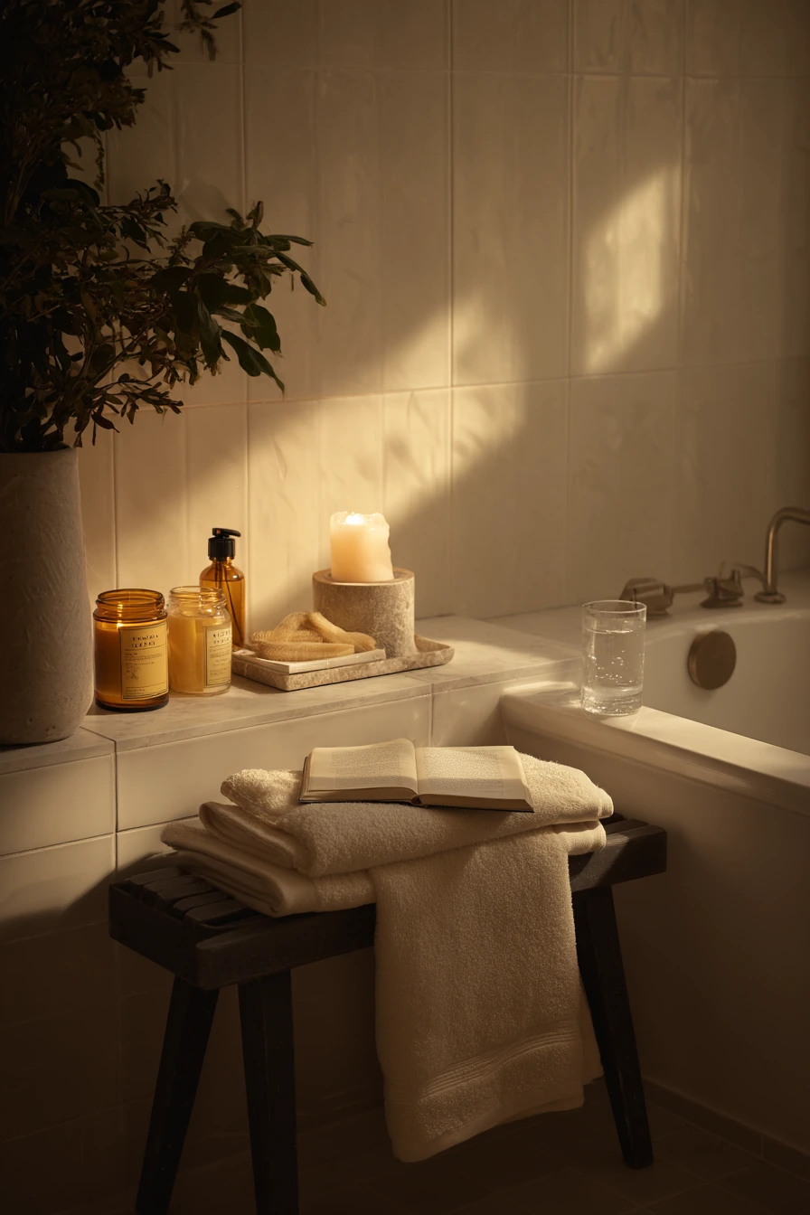 Spa Shelf by the Tub
