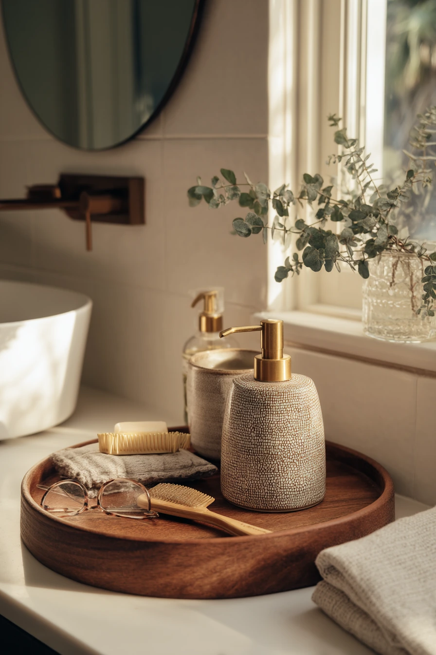 Warm Wood and Brass Details