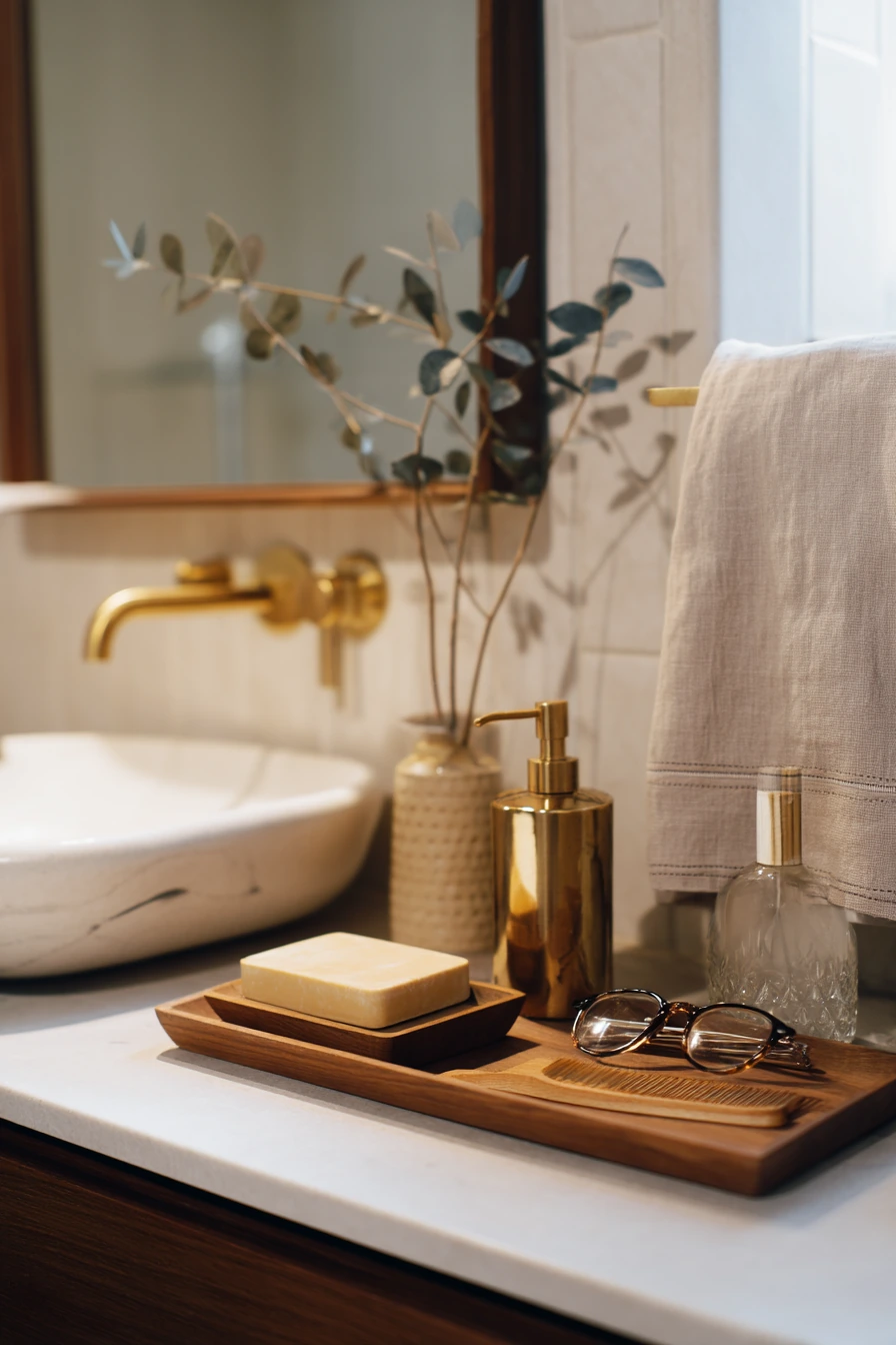 Warm Wood and Brass Details