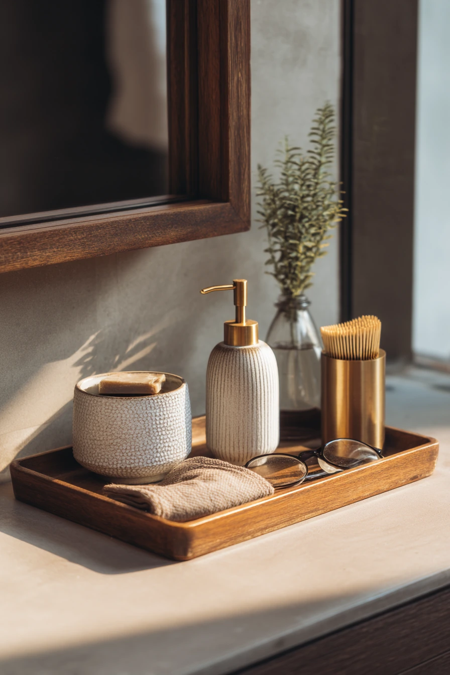 Warm Wood and Brass Details