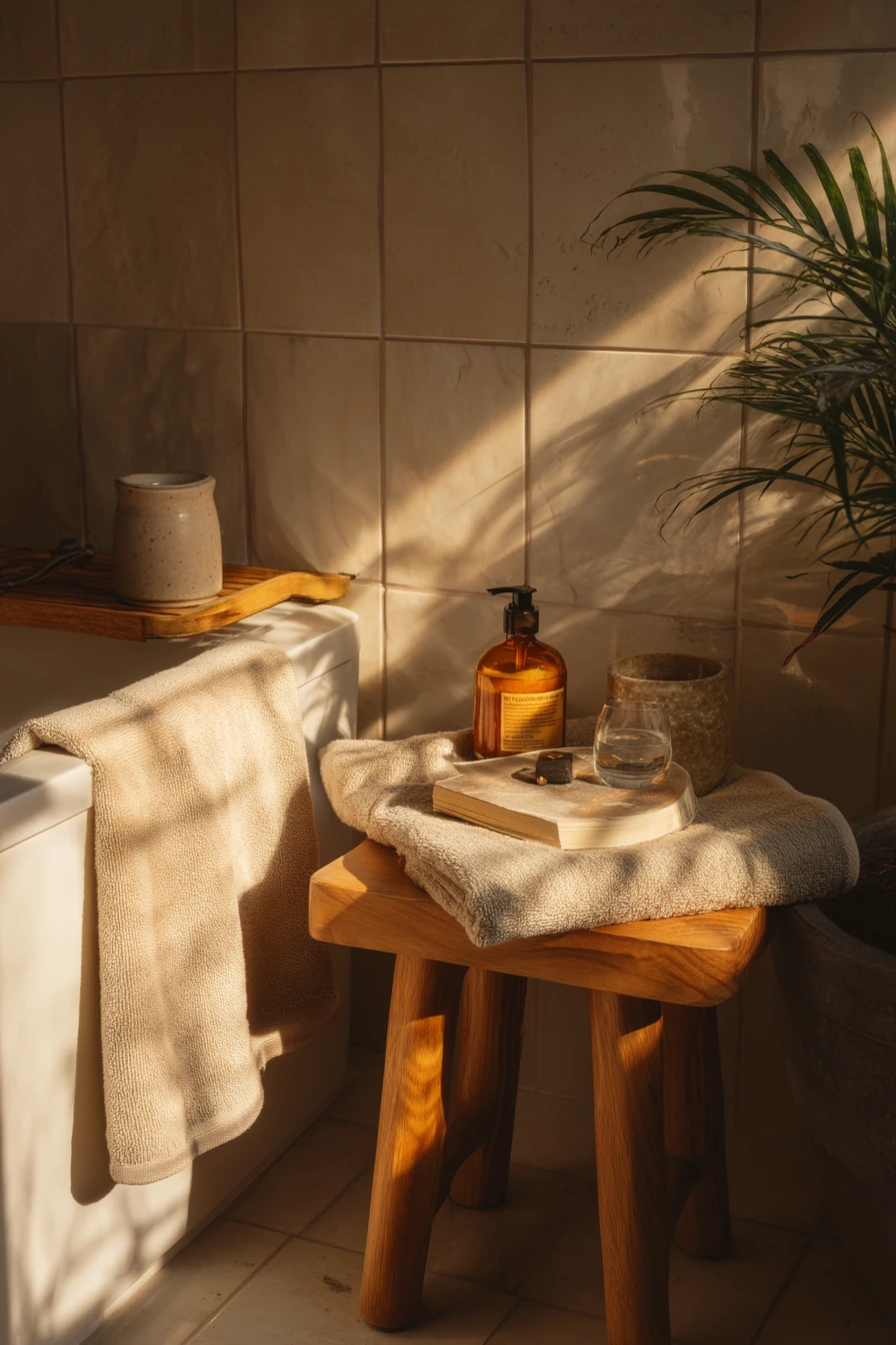 Spa Shelf by the Tub